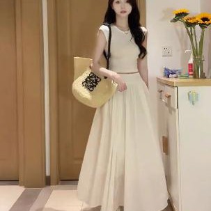 2025新款休闲长裙半身裙连衣裙子气质韩版高级感套装裙两件套女夏