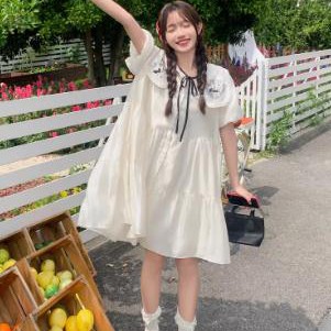 娃娃领连衣裙女夏2025新款小个子学院风日系可爱少女宽松孕妇裙子