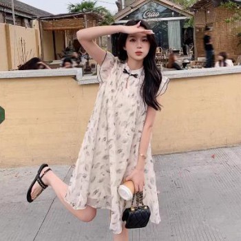 新中式禅意国风连衣裙女夏季2025新款小个子仙女宽松孕妇碎花裙